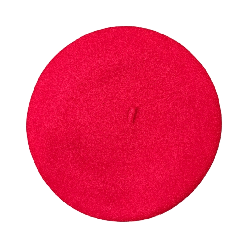 Zara Vibrant Red Beret - 100% Wool - Picture 2 of 3